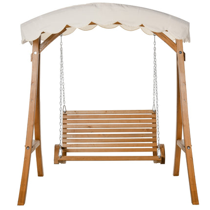 2-seater Garden swing in larch wood with sunroof