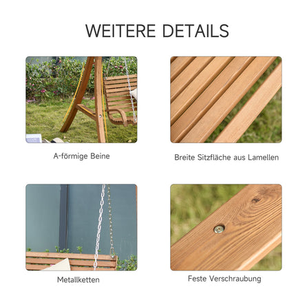 2-seater Garden swing in larch wood with sunroof