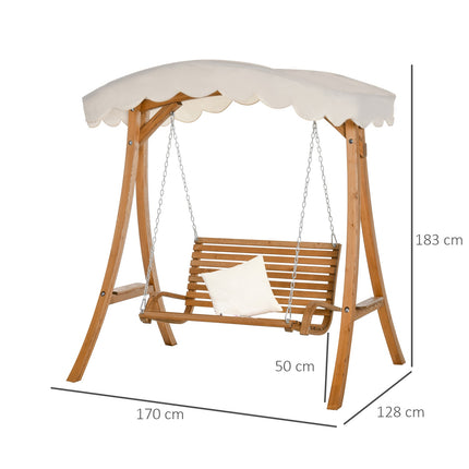2-seater Garden swing in larch wood with sunroof