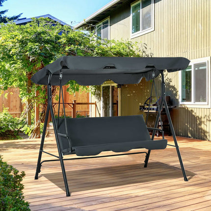 3-seat swivel bench with roof - steel, gray and black