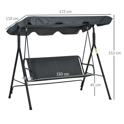 3-seat swivel bench with roof - steel, gray and black