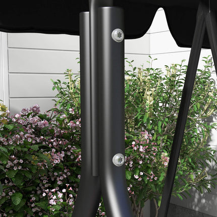3-seater garden swing bench, adjustable roof, steel, black