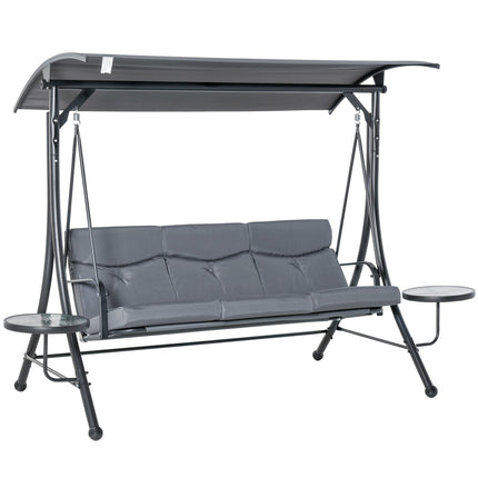 3-seater garden swing bench with canopy and table
