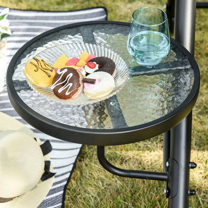 3-seater garden swing bench with canopy and table