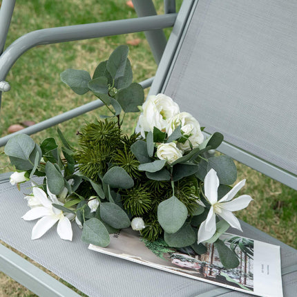 3-seater gray garden swing bench with roof - metal 170x110x153cm