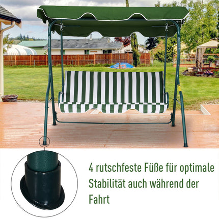 3-seat garden swing with adjustable canopy, green