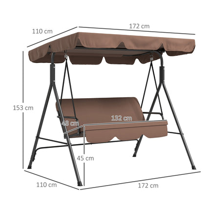 3-seat swing with adjustable roof, water resistant
