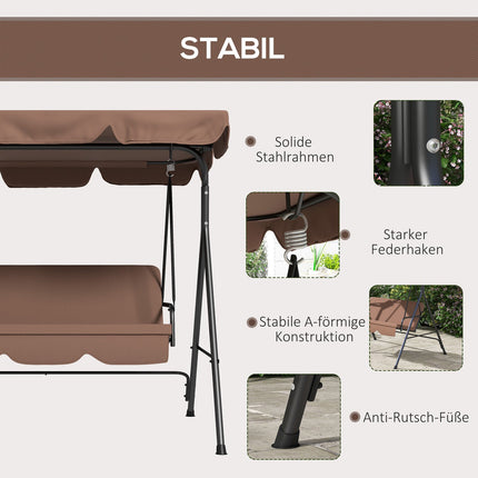 3-seat swing with adjustable roof, water resistant