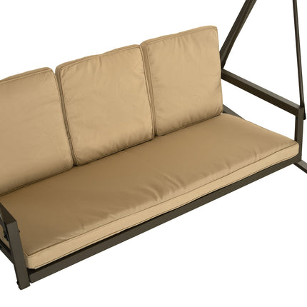 3-seater garden swing bench, adjustable canopy, beige