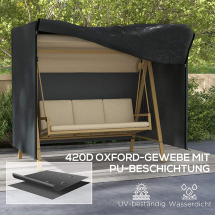 Waterproof black garden swing cover, UV protection, 220x125x172 cm