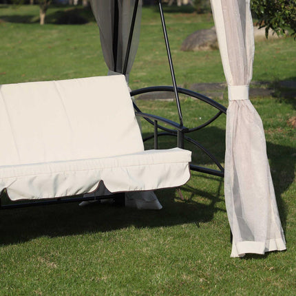 3-seat beige garden swing with side walls 256x172x248cm