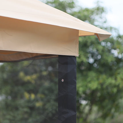 3-seat beige garden swing with side walls, 256x172x248 cm