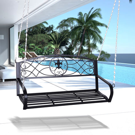 Weather Resistant 2 Seater Garden Swing With Chains - Black