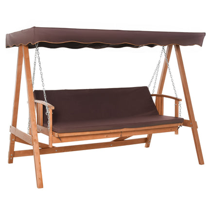Garden swing bench with canopy, reclining spruce, 3-person