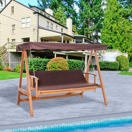 Garden swing bench with canopy, reclining spruce, 3-person