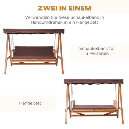 Garden swing bench with canopy, reclining spruce, 3-person