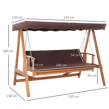 Garden swing bench with canopy, reclining spruce, 3-person