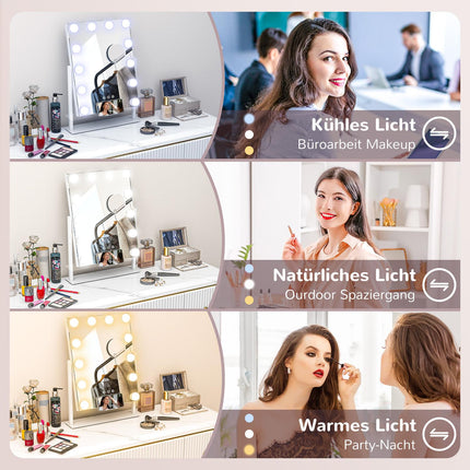 Hollywood makeup mirror with lights, 37x46cm, 10X magnification