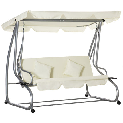 Beige 3-seat rocking chair with adjustable waterproof cover