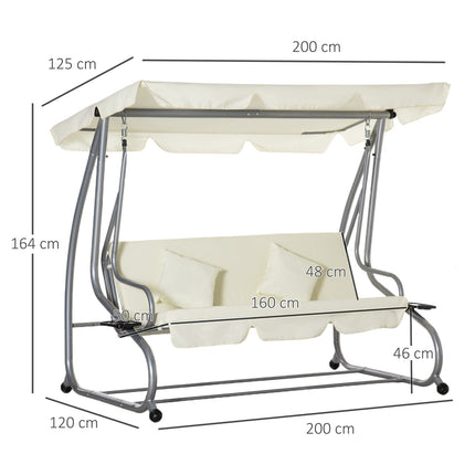 Beige 3-seat rocking chair with adjustable waterproof cover