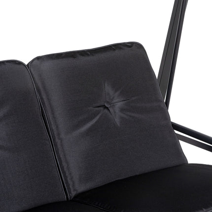 2-seat garden swing with cushion and adjustable roof, black