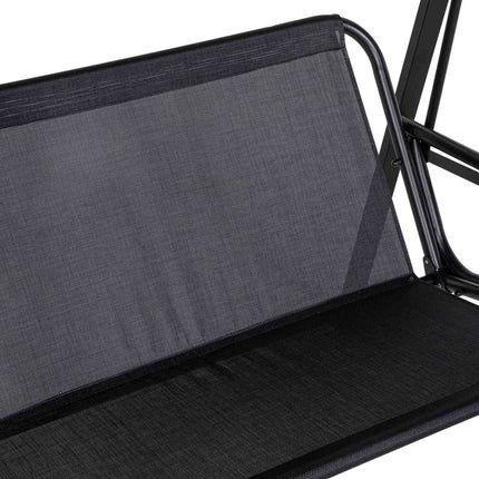2-seat garden swing with cushion and adjustable roof, black