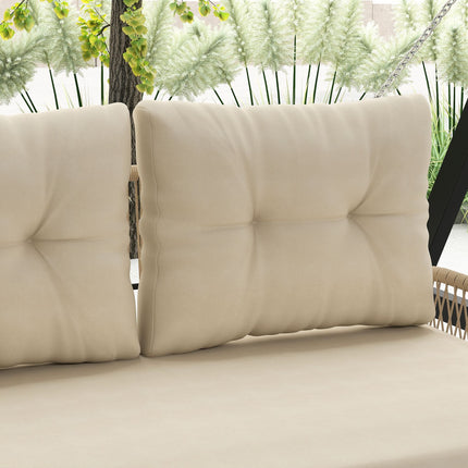 Rattan 2-seat garden swing with cushions, beige