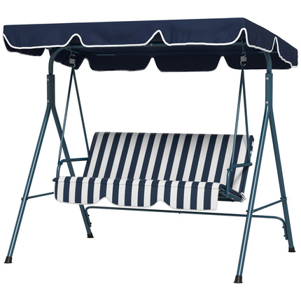 Garden swing bench, 3-seater, adjustable roof, blue