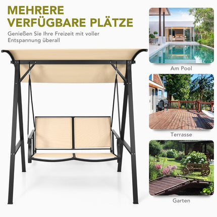Hollywood swing with adjustable roof 2-seater garden swing 152 x 112 x 165 cm beige