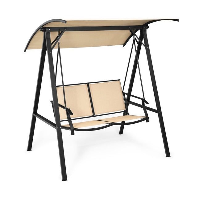 Hollywood swing with adjustable roof 2-seater garden swing 152 x 112 x 165 cm beige