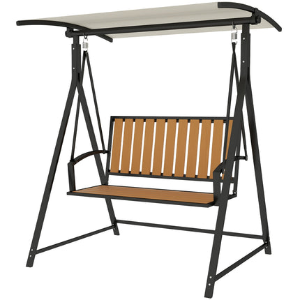 2-seat garden swing with adjustable canopy, weatherproof
