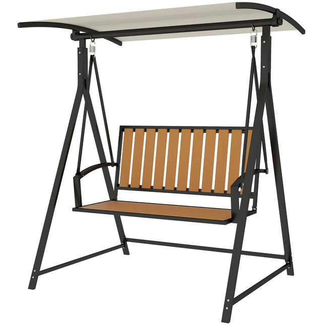 2-seat garden swing with adjustable canopy, weatherproof
