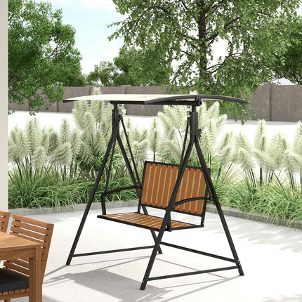 2-seat garden swing with adjustable canopy, weatherproof