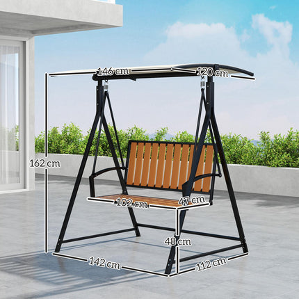 2-seat garden swing with adjustable canopy, weatherproof
