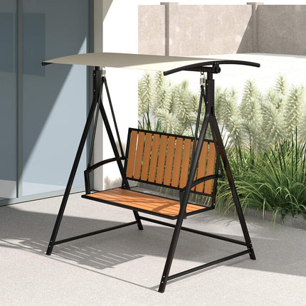 2-seat garden swing with adjustable canopy, weatherproof