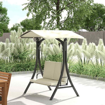 Adjustable 2-seat garden swing with canopy, cream white