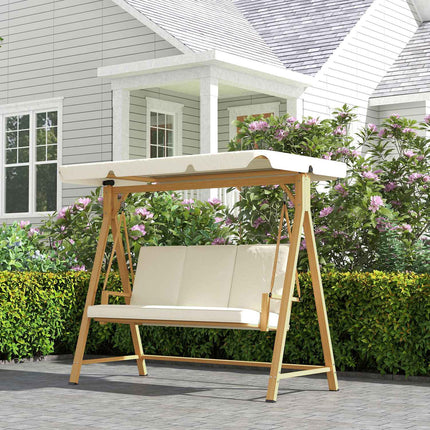 3-seat swing with sun protection, wooden look, 330 kg capacity