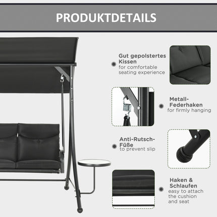 3-seat garden swing with canopy - Supports up to 300 kg