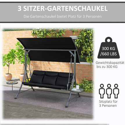 3-seat garden swing with canopy - Supports up to 300 kg