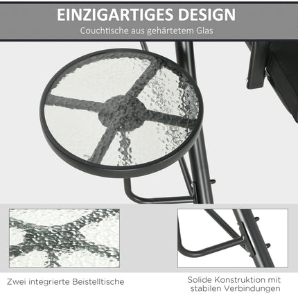 3-seat garden swing with canopy - Supports up to 300 kg