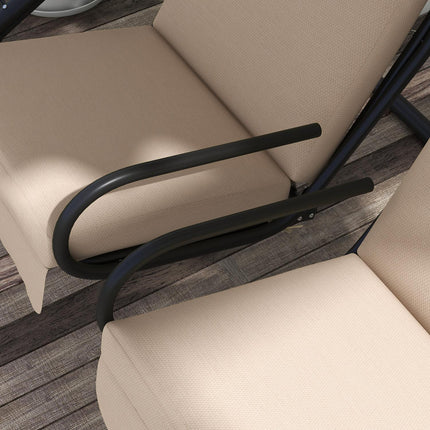 2-seat garden swing with canopy & cup holder, beige