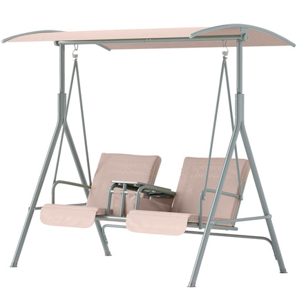 Garden swing with canopy, cup holder & pocket - Beige