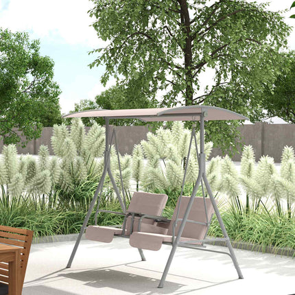 Garden swing with canopy, cup holder & pocket - Beige