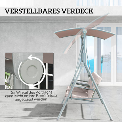 Garden swing with canopy, cup holder & pocket - Beige