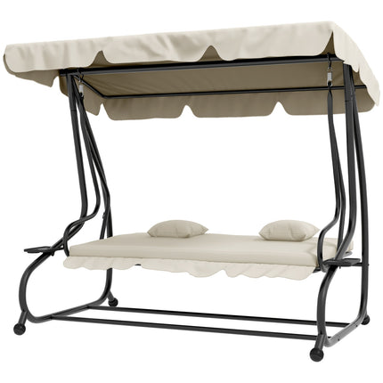 3-seat garden swing with adjustable roof and table