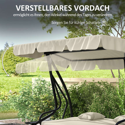 3-seat garden swing with adjustable roof and table