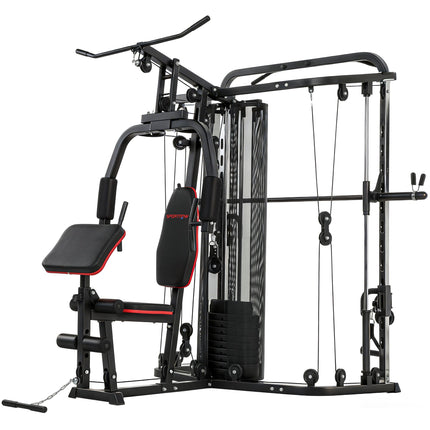 Home Gym Station with 65kg Weights, Lat Pull, Preacher Bench