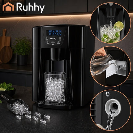 Home Ice Maker 12 kg per 24 Hours with Compressor, 3 L Tank, Black, LCD Panel