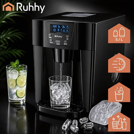 Home Ice Maker 12 kg per 24 Hours with Compressor, 3 L Tank, Black, LCD Panel