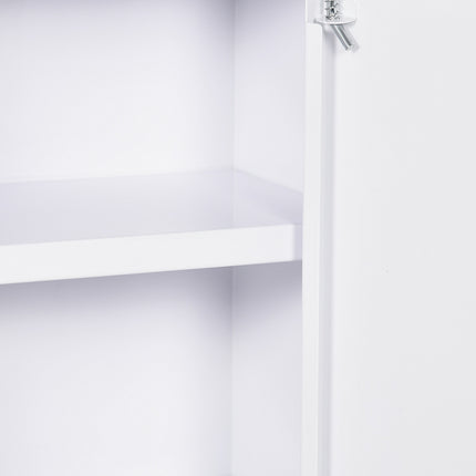 Lockable medicine cabinet in white steel, childproof, 3 compartments